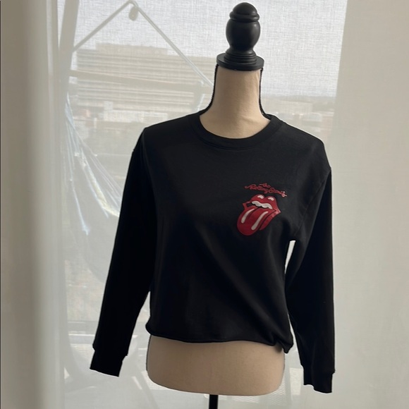 the Rolling Stones Sweaters - The Rolling Stones Black Sweater with Red Logo